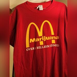 Red Graphic T-Shirt with Yellow Print